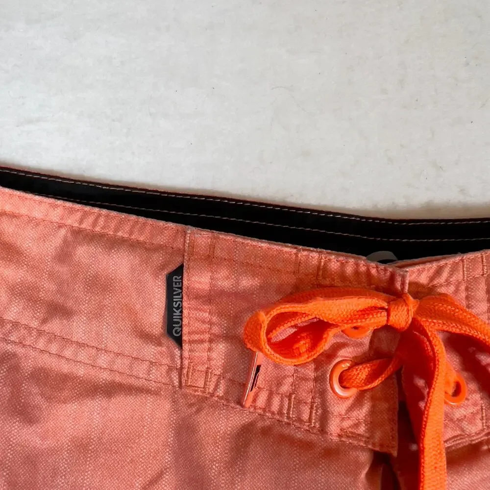Quiksilver Boardshorts Men 34W Side Pocket Hook/Loop Fly & String Swim Beach